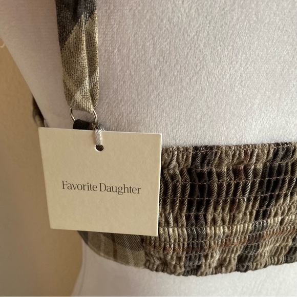 Favorite Daughter Plaid Crop Bralette and Shirt Set in Brown and Beige - Picture 5 of 9